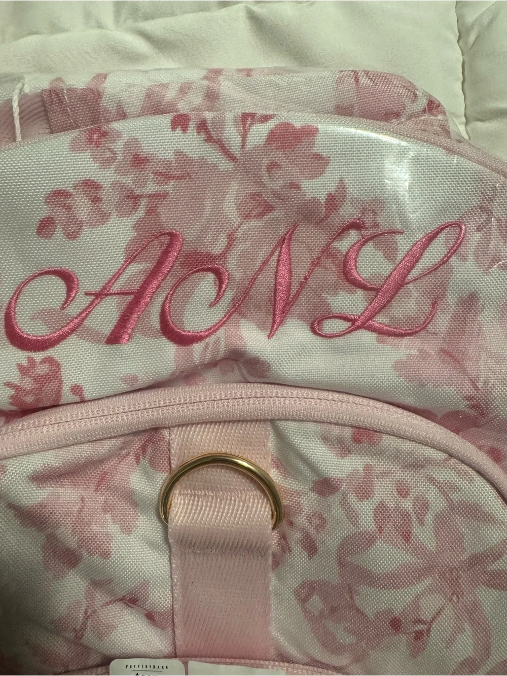 Pottery Barn Teen Pink Floral Monogram Backpack